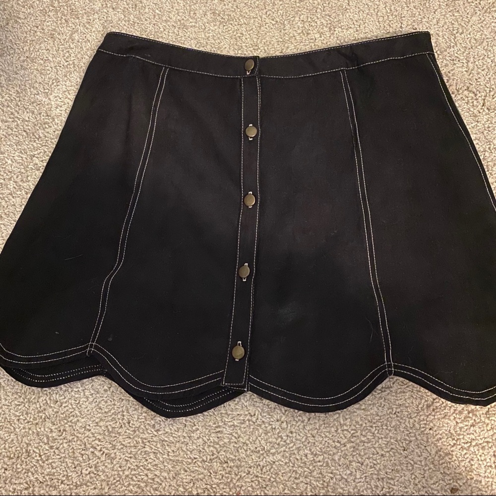 NWOT Black suede boutique skirt